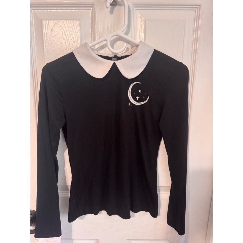 Killstar We Are The Weirdos Black Peter Pan Collar Moon Top Size Small